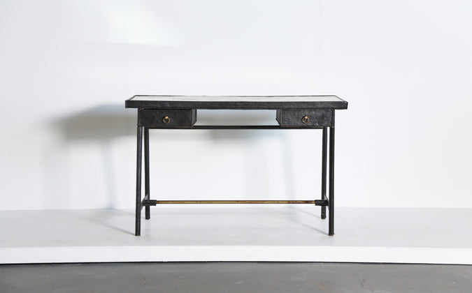 /products/leather-bound-and-brass-desk-attributed-to-jacques-adnet-france