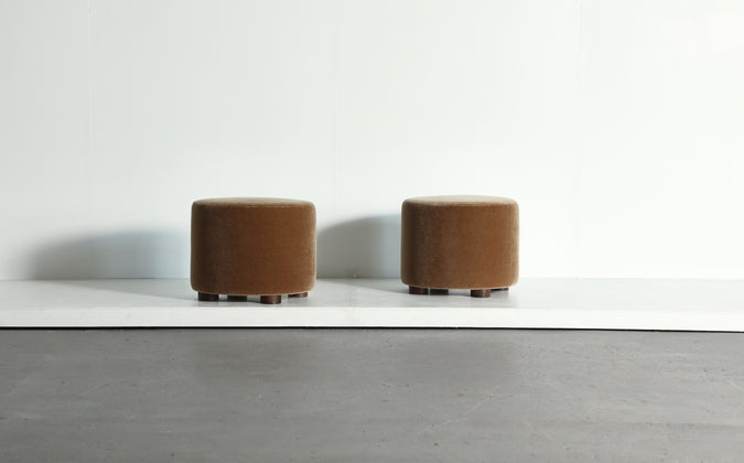 /products/pair-of-low-round-ottomans-footstools-in-pure-golden-brown-mohair