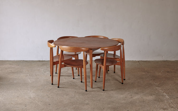 /products/hans-wegner-heart-dining-chairs-and-table-fritz-hansen-denmark-1950s